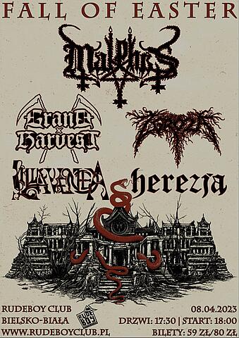  Malphas, Lilla Veneda, Grand Harvest, Zgroza oraz Herezja Na zdjęciu plakat koncertu