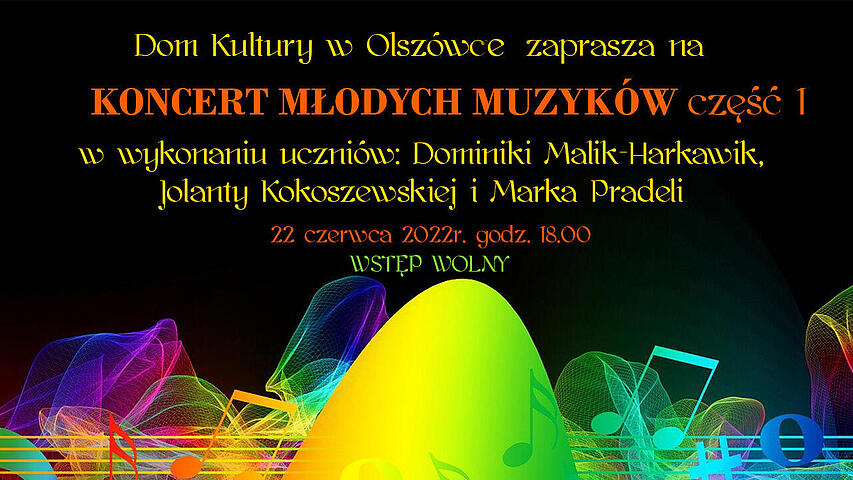  Koncert młodych muzyków Na zdjęciu plakat koncertu