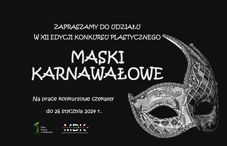  Maski Karnawałowe Na zdjęciu plakat konkursu
