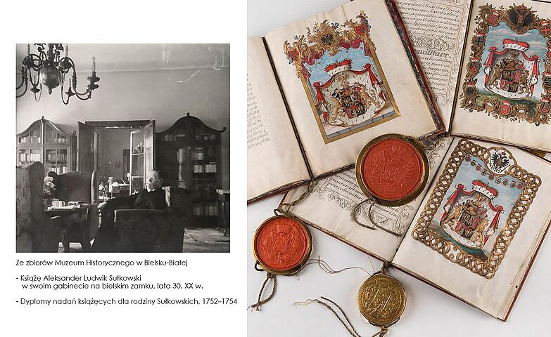  Archiwalia i zabytki po książęcym rodzie Sułkowskich w zasobach Muzeum Historycznego w Bielsku-Białej Na zdjęciu archiwalia