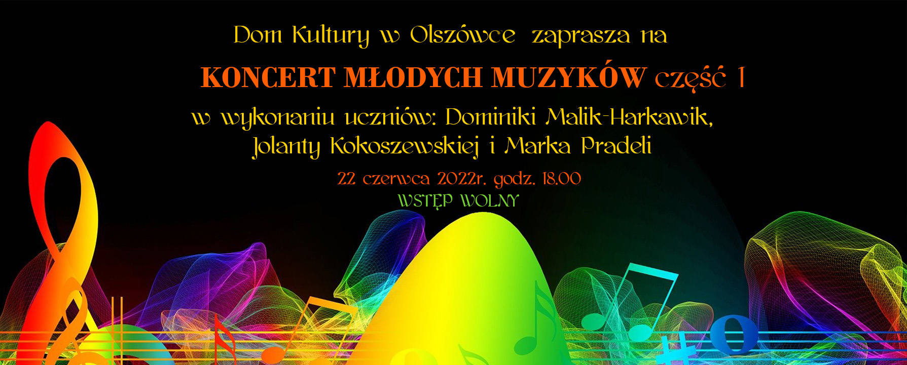  Koncert młodych muzyków Na zdjęciu plakat koncertu