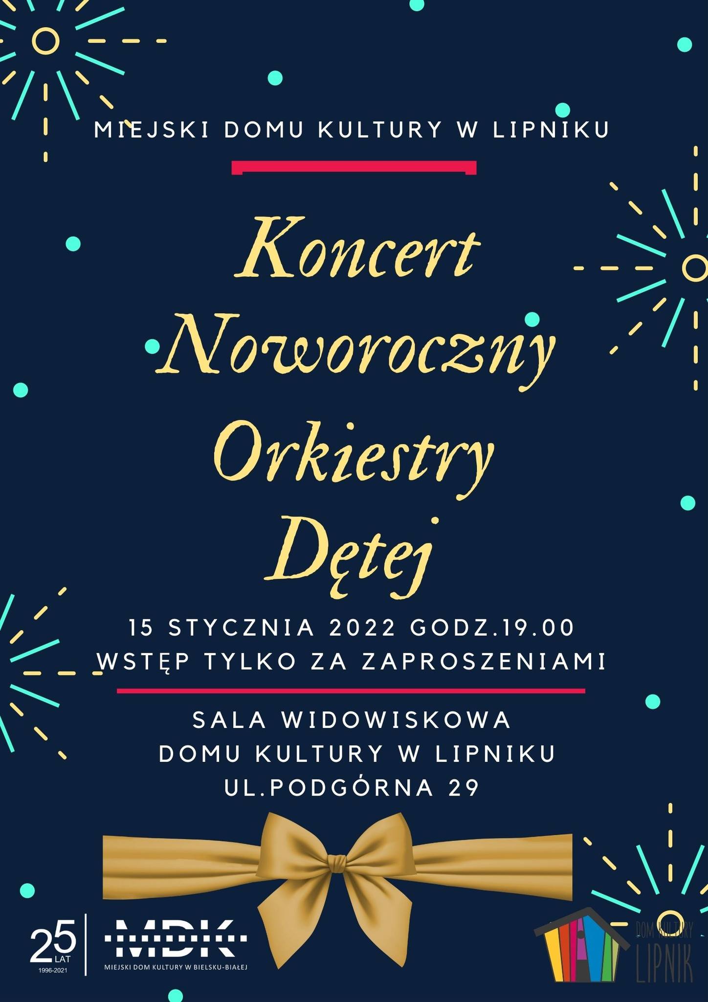  Koncert noworoczny orkiestry dętej Na zdjęciu plakat koncertu