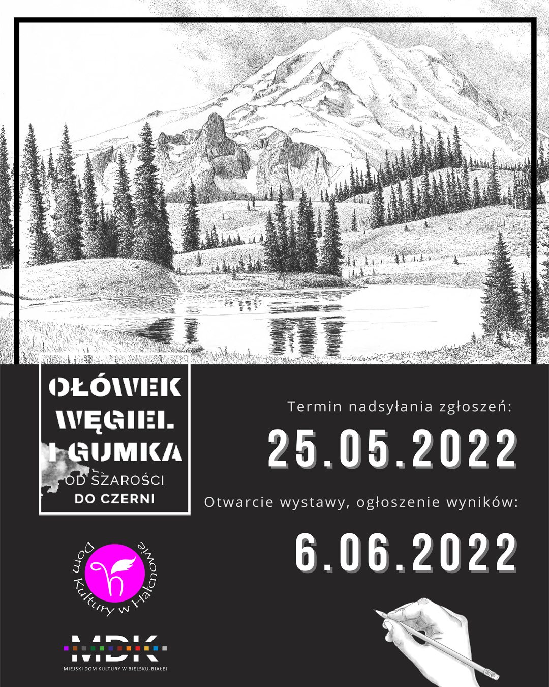 Ołówek Węgiel Gumka 2022 Na zdjęciu plakat konkursu