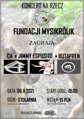  Koncert i zbiórka na rzecz Fundacji Mysikrólik Na zdjęciu plakat koncertu